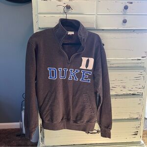 Vintage 90s Champion Men's Dark Gray Duke Zip-Up Sweater, size medium.